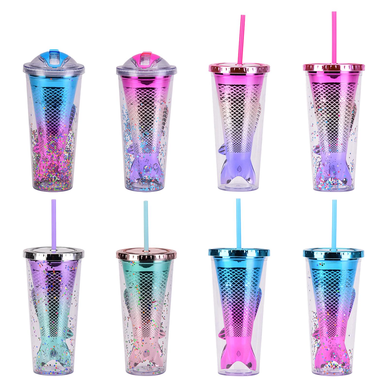 Glamour Tumbler Glitter Drinking Cup Leakproof Water Bottle with Straw & Lid Style A
