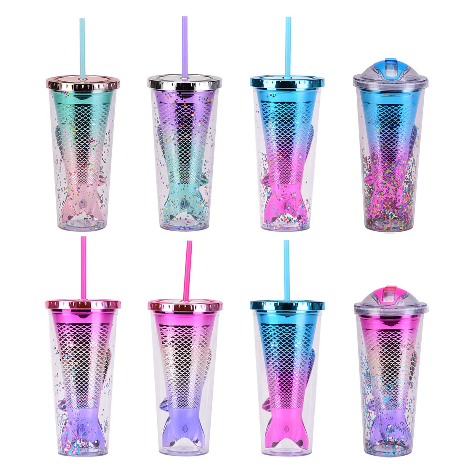 Glamour Tumbler Glitter Drinking Cup Leakproof Water Bottle with Straw & Lid Style A