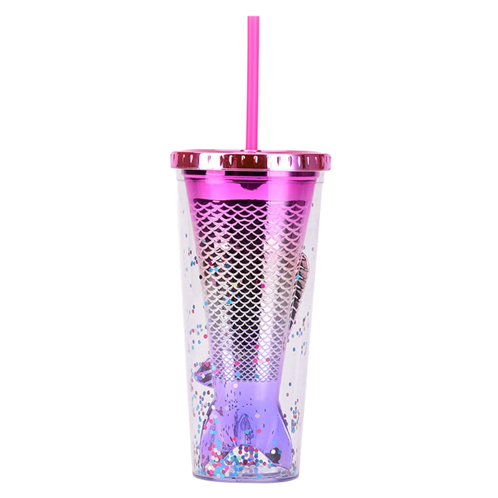 Glamour Tumbler Glitter Drinking Cup Leakproof Water Bottle with Straw & Lid Style B