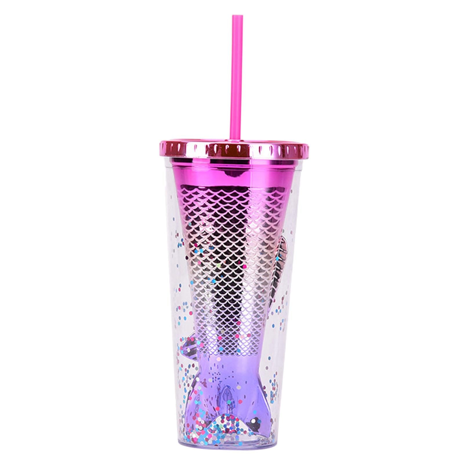 Glamour Tumbler Glitter Drinking Cup Leakproof Water Bottle with Straw & Lid Style B