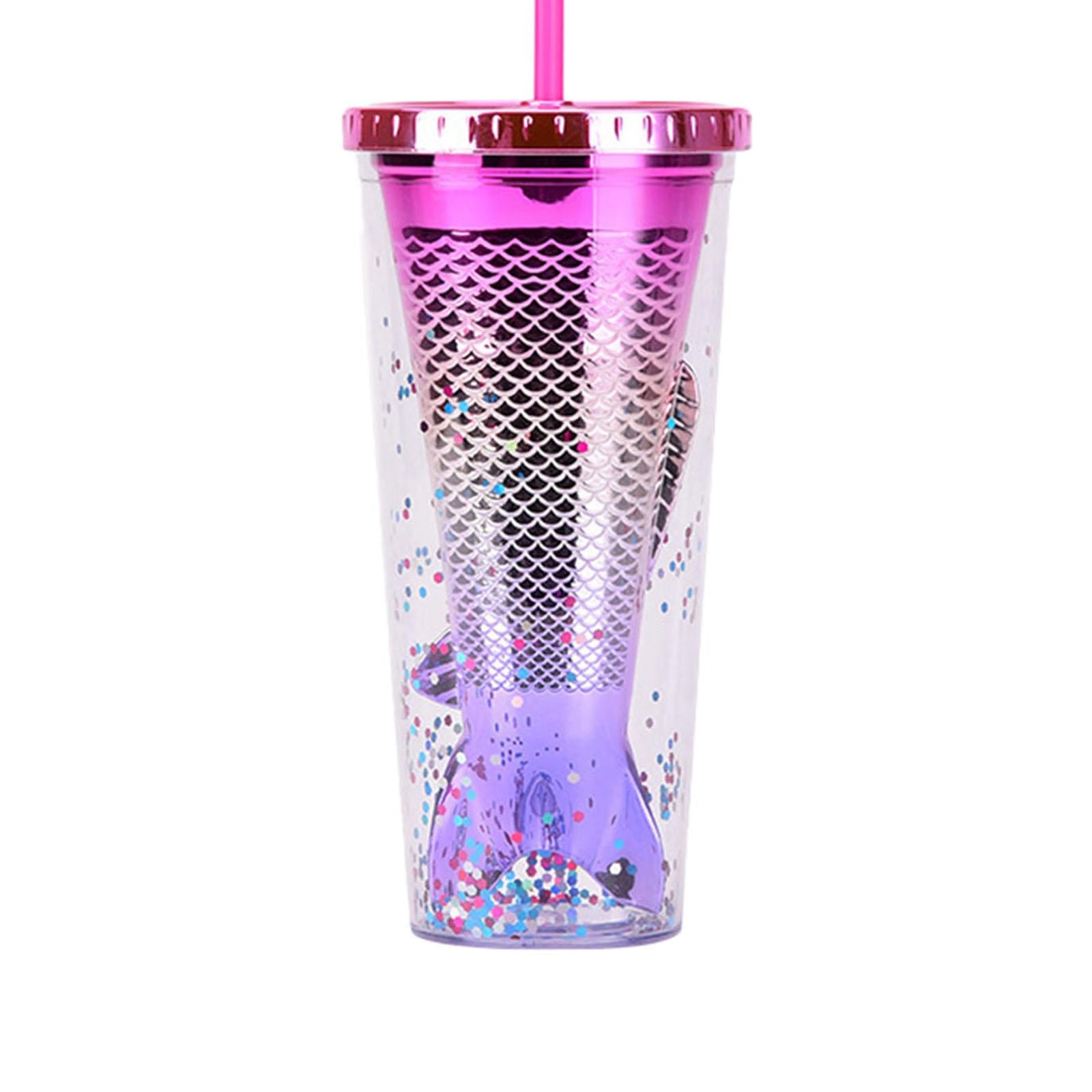 Glamour Tumbler Glitter Drinking Cup Leakproof Water Bottle with Straw & Lid Style B