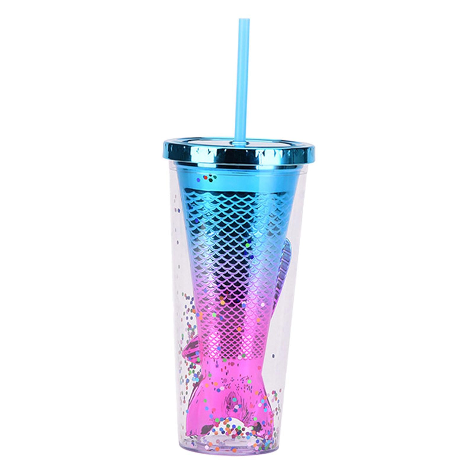 Glamour Tumbler Glitter Drinking Cup Leakproof Water Bottle with Straw & Lid Style D