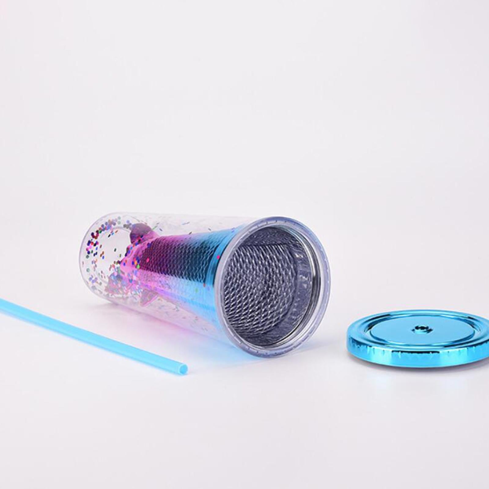 Glamour Tumbler Glitter Drinking Cup Leakproof Water Bottle with Straw & Lid Style D