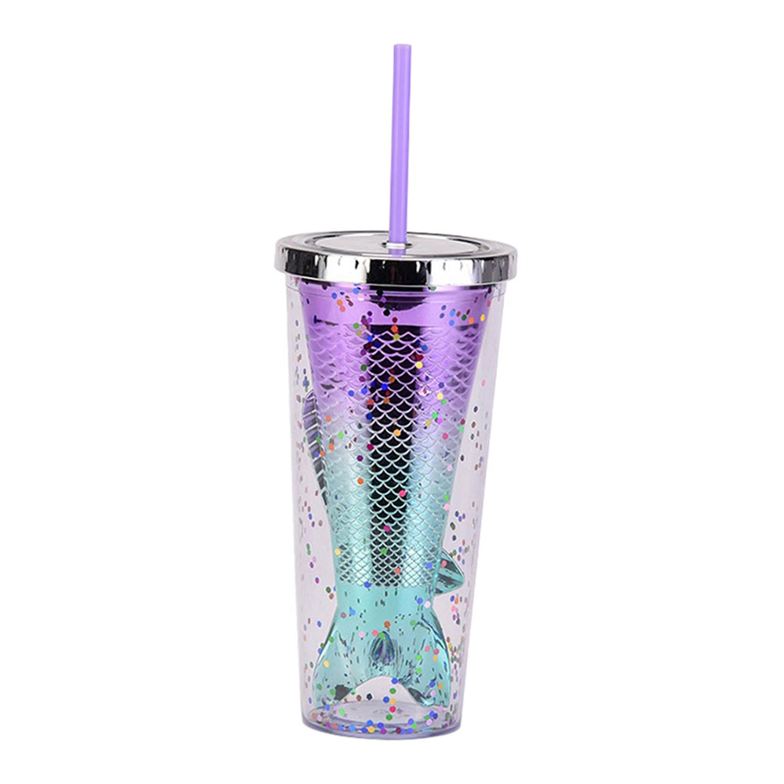 Glamour Tumbler Glitter Drinking Cup Leakproof Water Bottle with Straw & Lid Style E