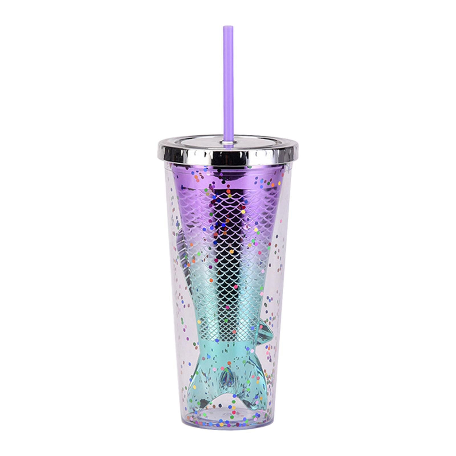 Glamour Tumbler Glitter Drinking Cup Leakproof Water Bottle with Straw & Lid Style E