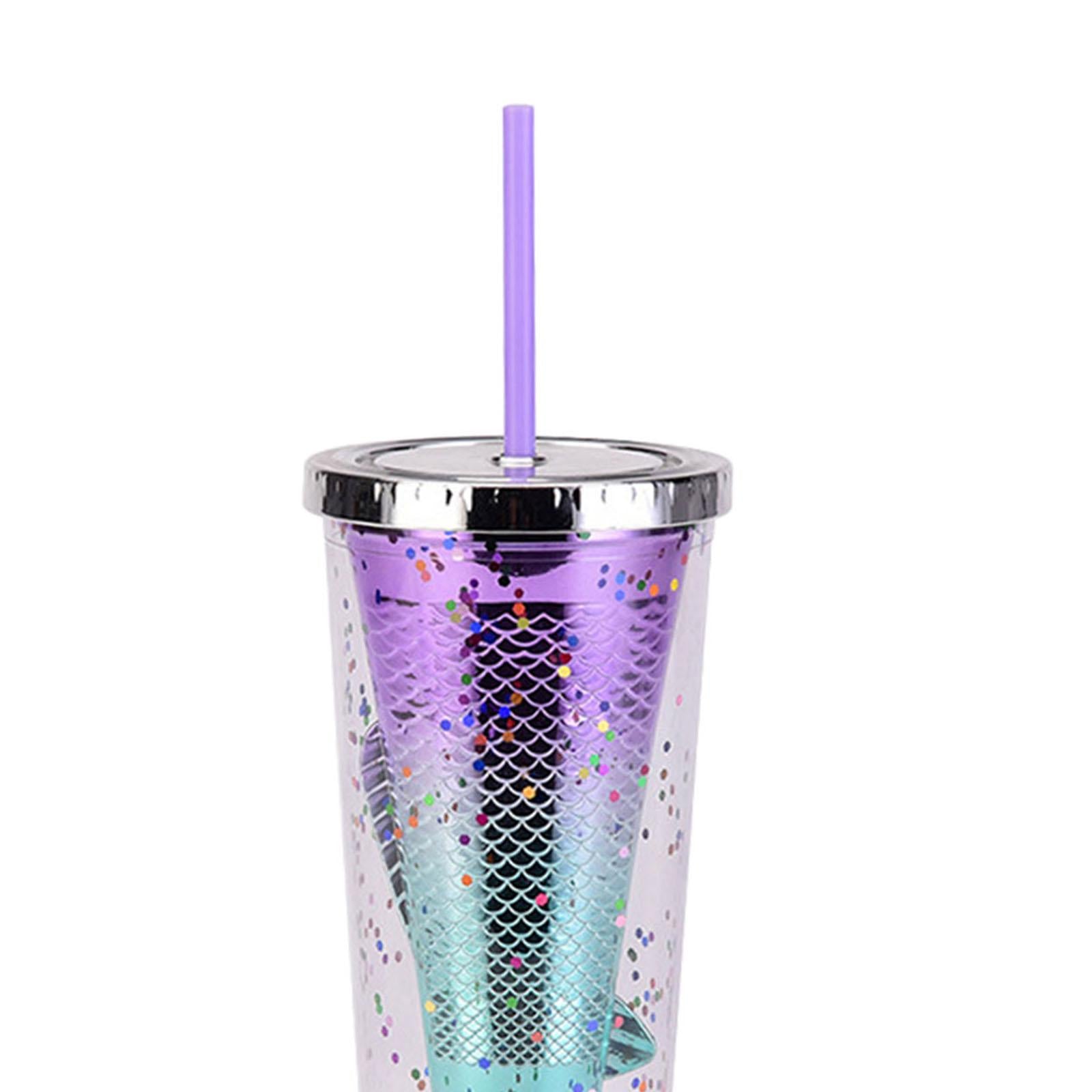 Glamour Tumbler Glitter Drinking Cup Leakproof Water Bottle with Straw & Lid Style E