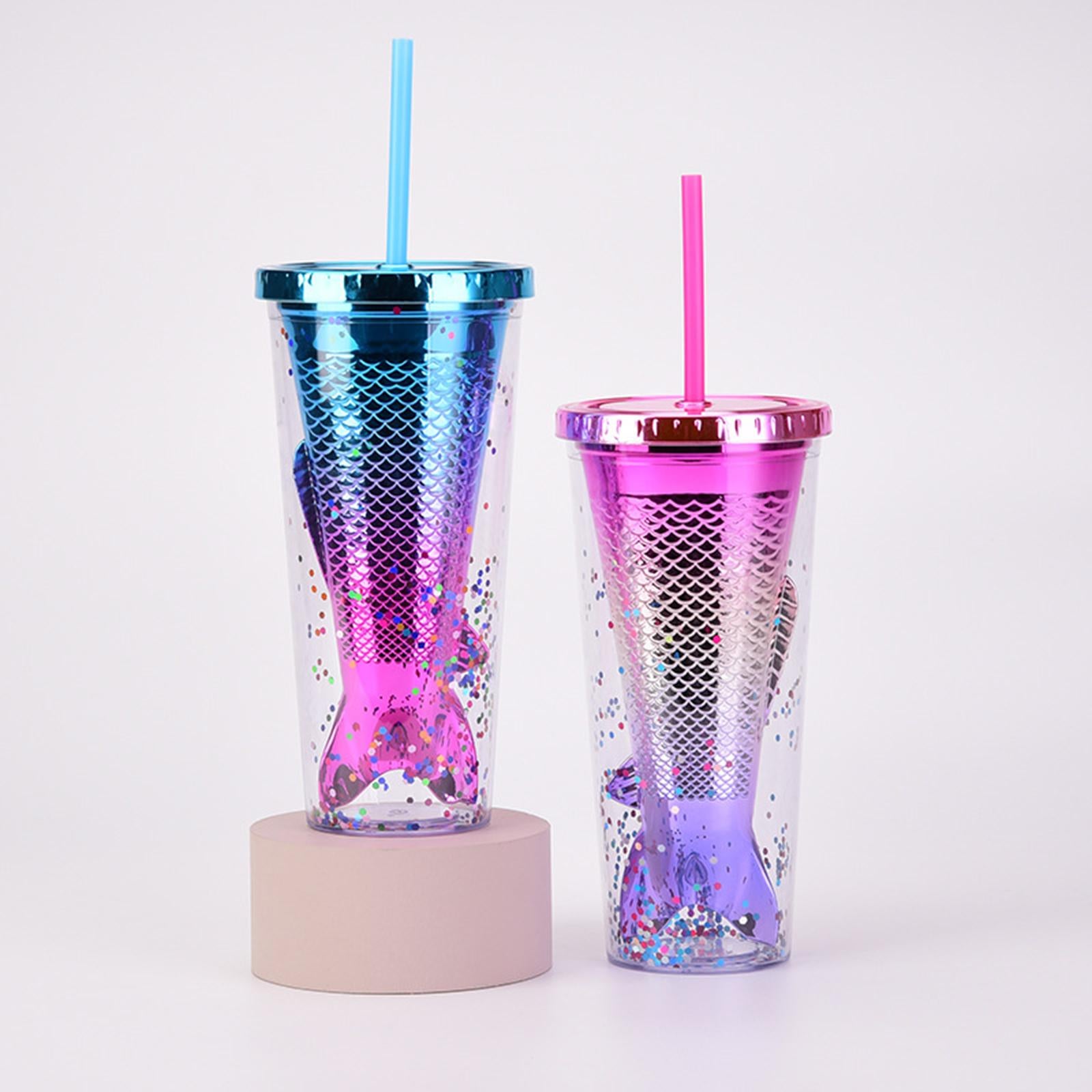 Glamour Tumbler Glitter Drinking Cup Leakproof Water Bottle with Straw & Lid Style E