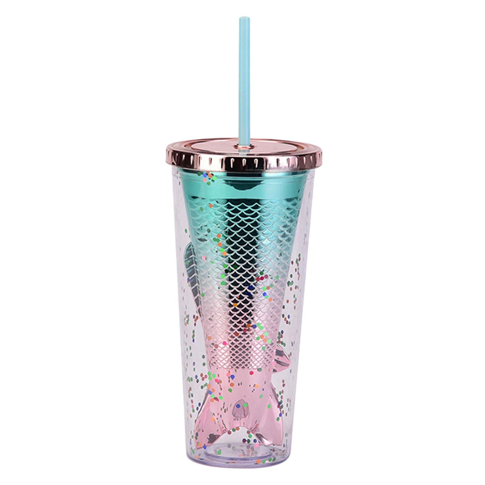 Glamour Tumbler Glitter Drinking Cup Leakproof Water Bottle with Straw & Lid Style F