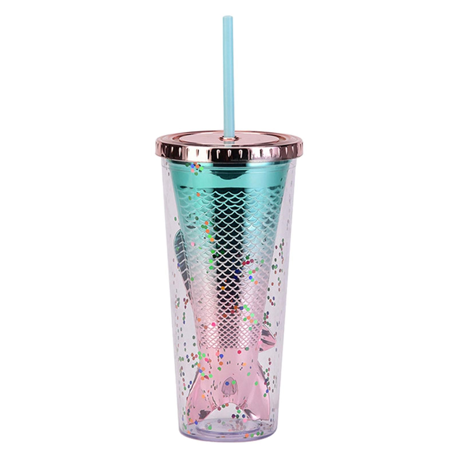 Glamour Tumbler Glitter Drinking Cup Leakproof Water Bottle with Straw & Lid Style F