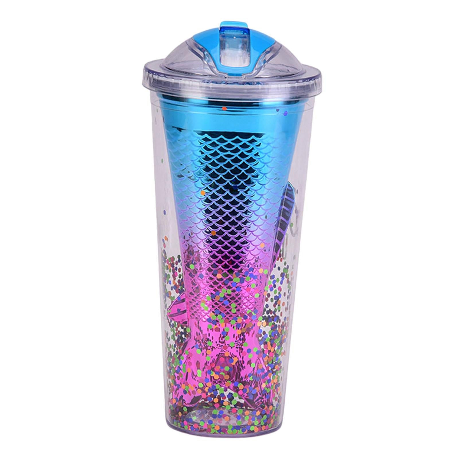 Glamour Tumbler Glitter Drinking Cup Leakproof Water Bottle with Straw & Lid Style G
