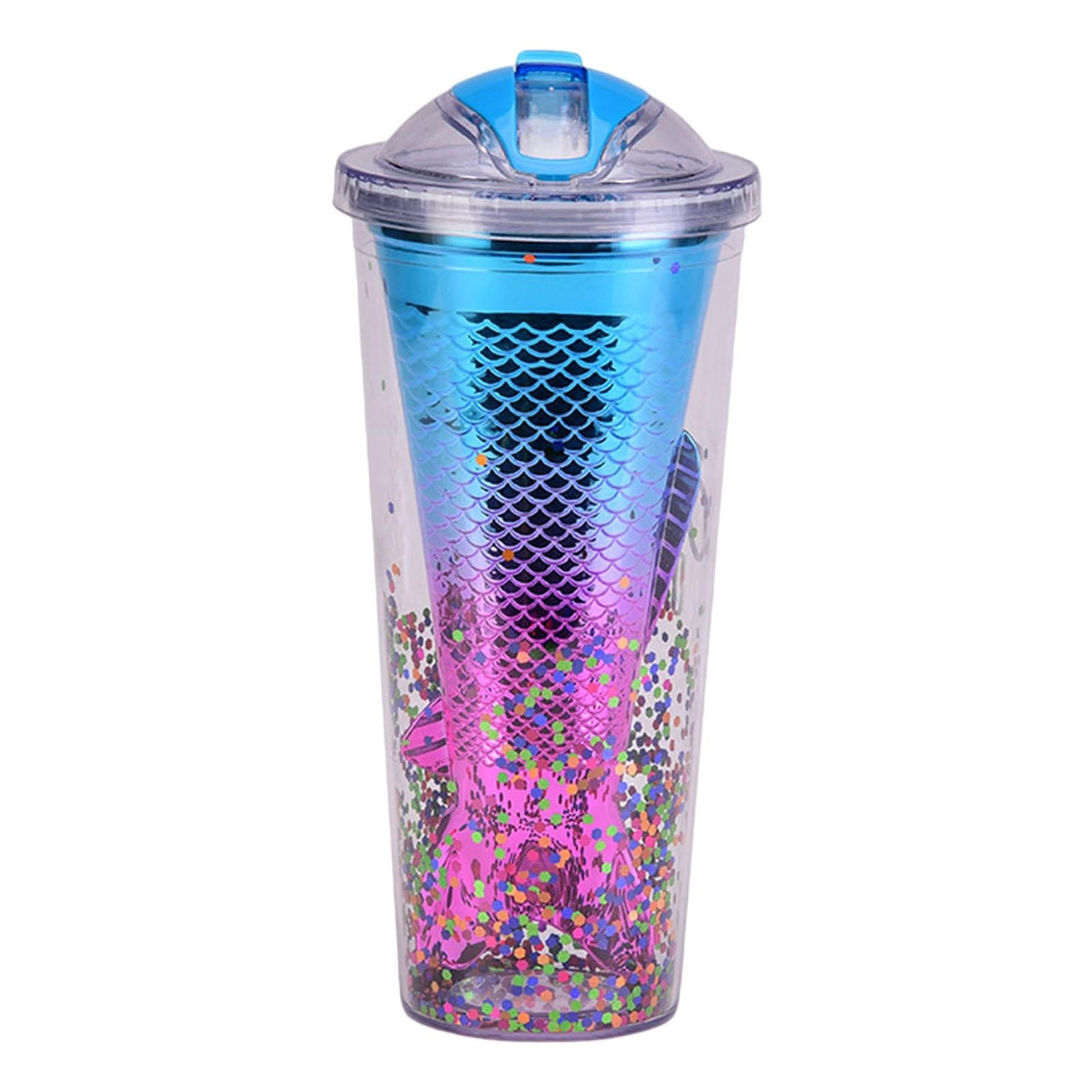 Glamour Tumbler Glitter Drinking Cup Leakproof Water Bottle with Straw & Lid Style G