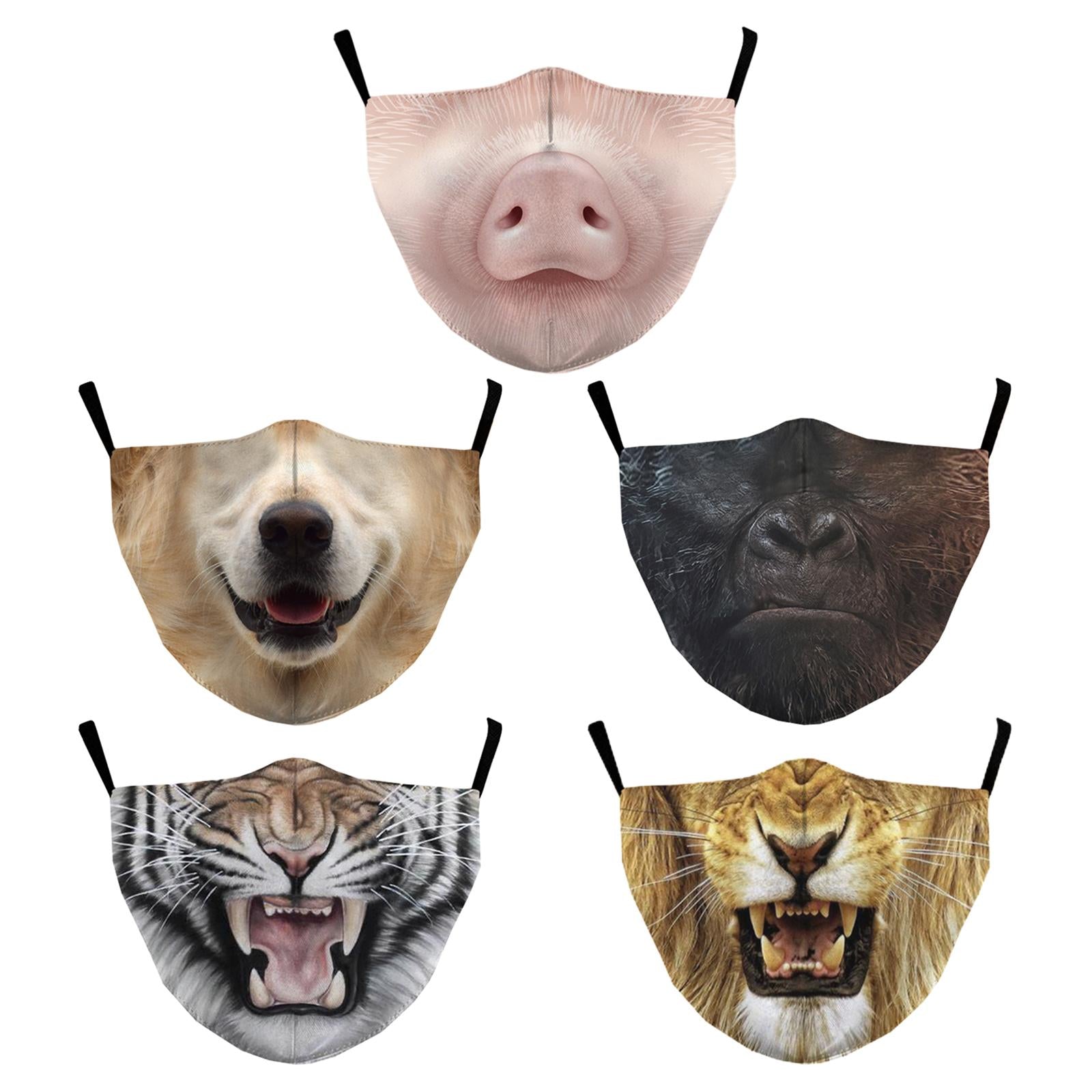 Funny Spoof Mouth Masks Adjustable Dustproof Reusable for Men Women Adults Pig