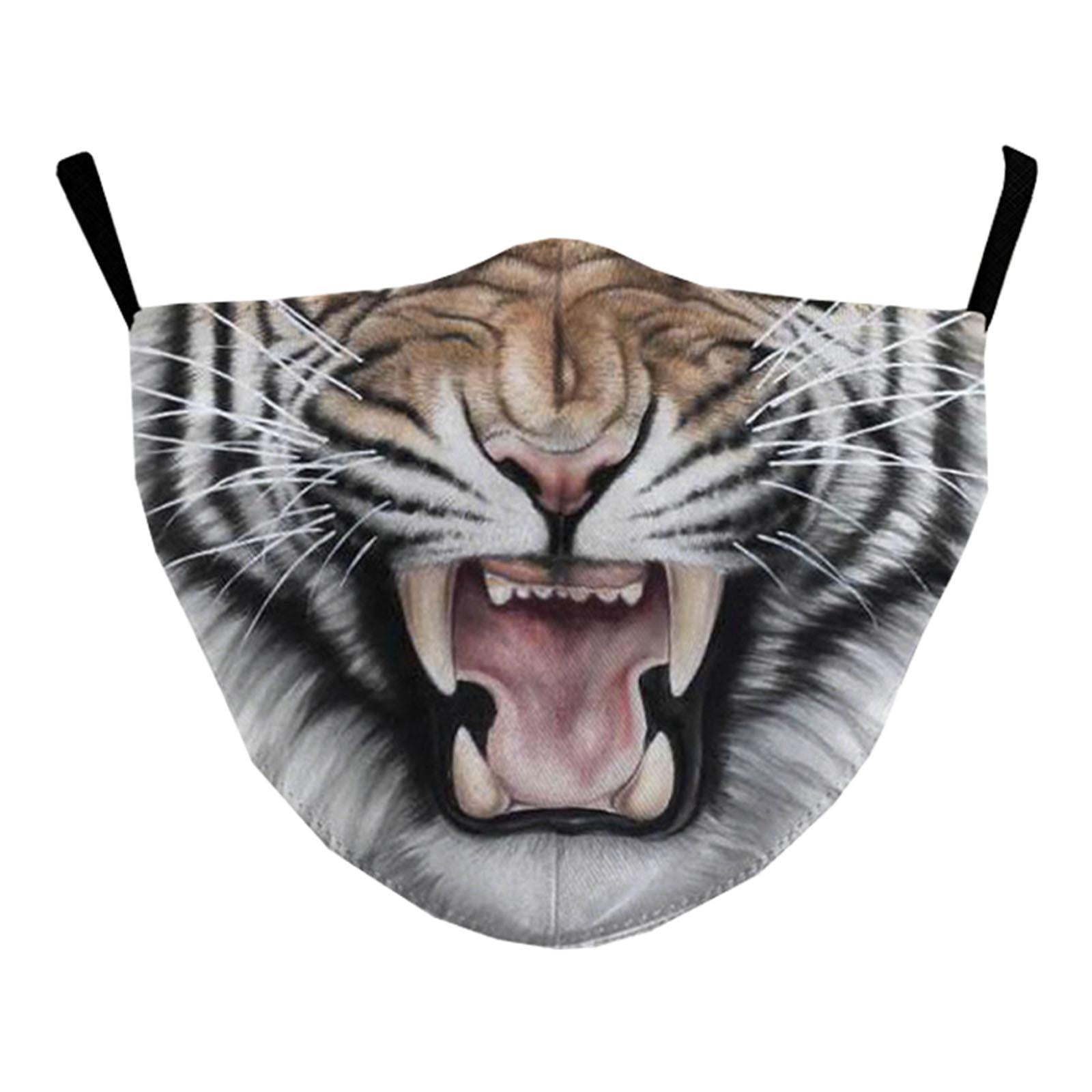 Funny Spoof Mouth Masks Adjustable Dustproof Reusable for Men Women Adults Tiger