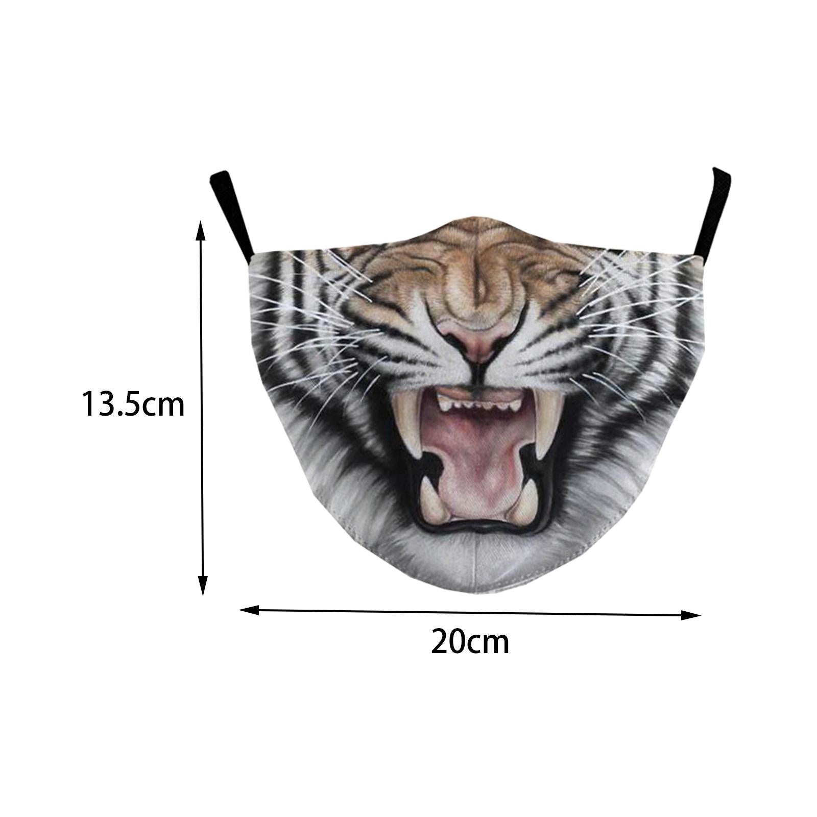 Funny Spoof Mouth Masks Adjustable Dustproof Reusable for Men Women Adults Tiger