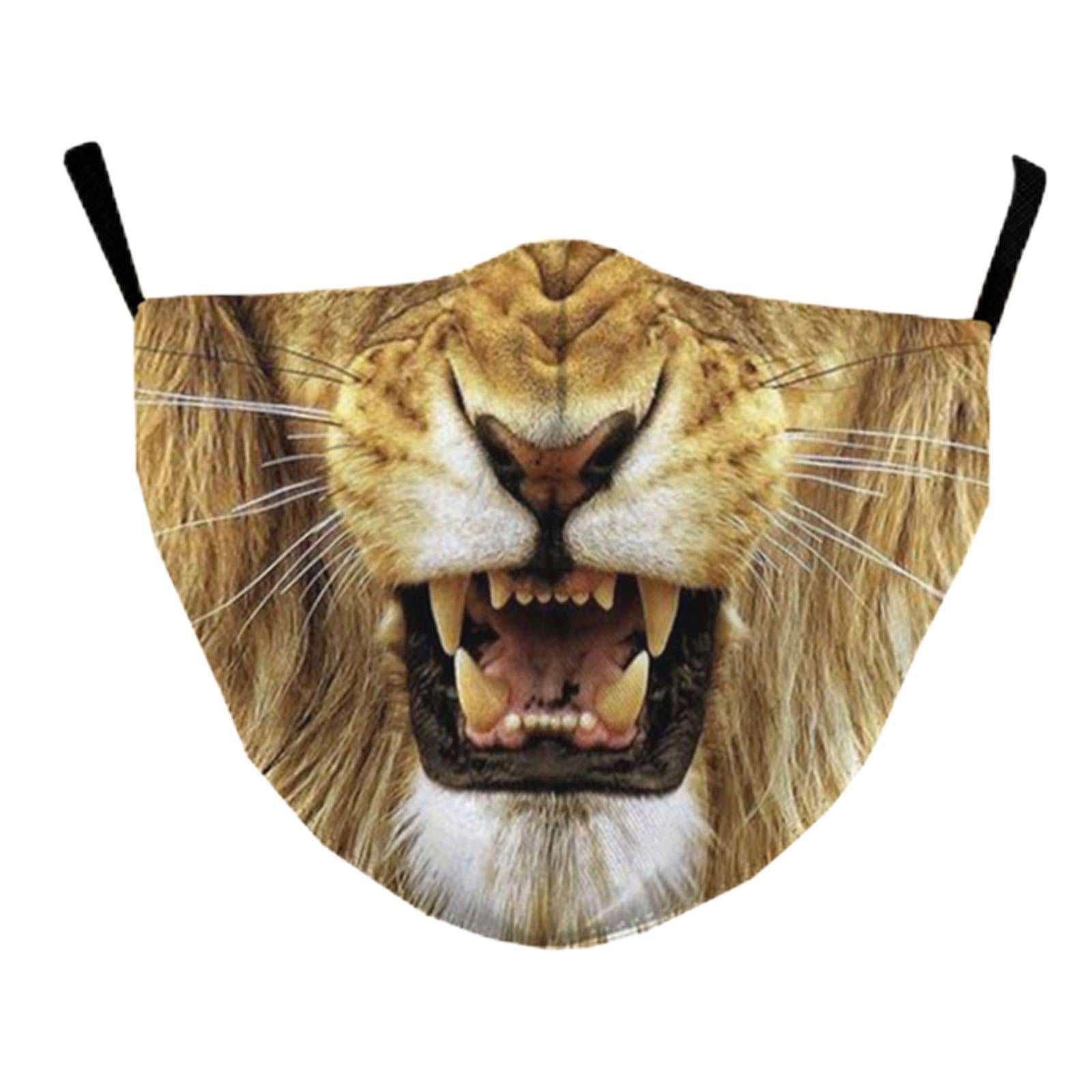 Funny Spoof Mouth Masks Adjustable Dustproof Reusable for Men Women Adults Lion