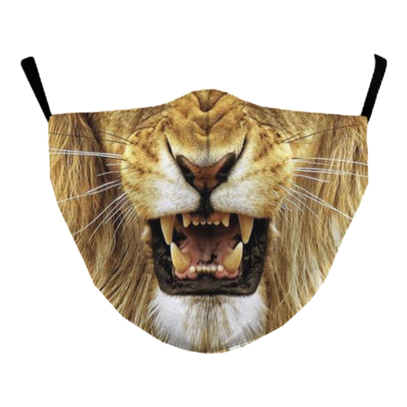 Funny Spoof Mouth Masks Adjustable Dustproof Reusable for Men Women Adults Lion