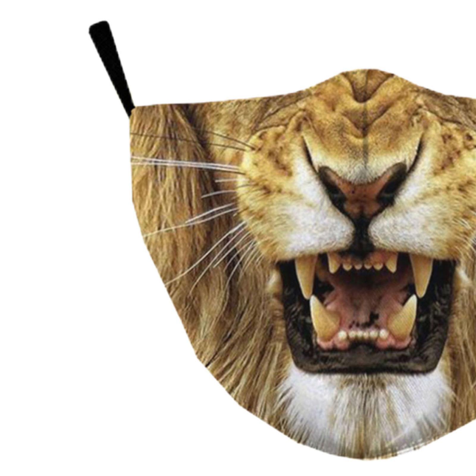 Funny Spoof Mouth Masks Adjustable Dustproof Reusable for Men Women Adults Lion