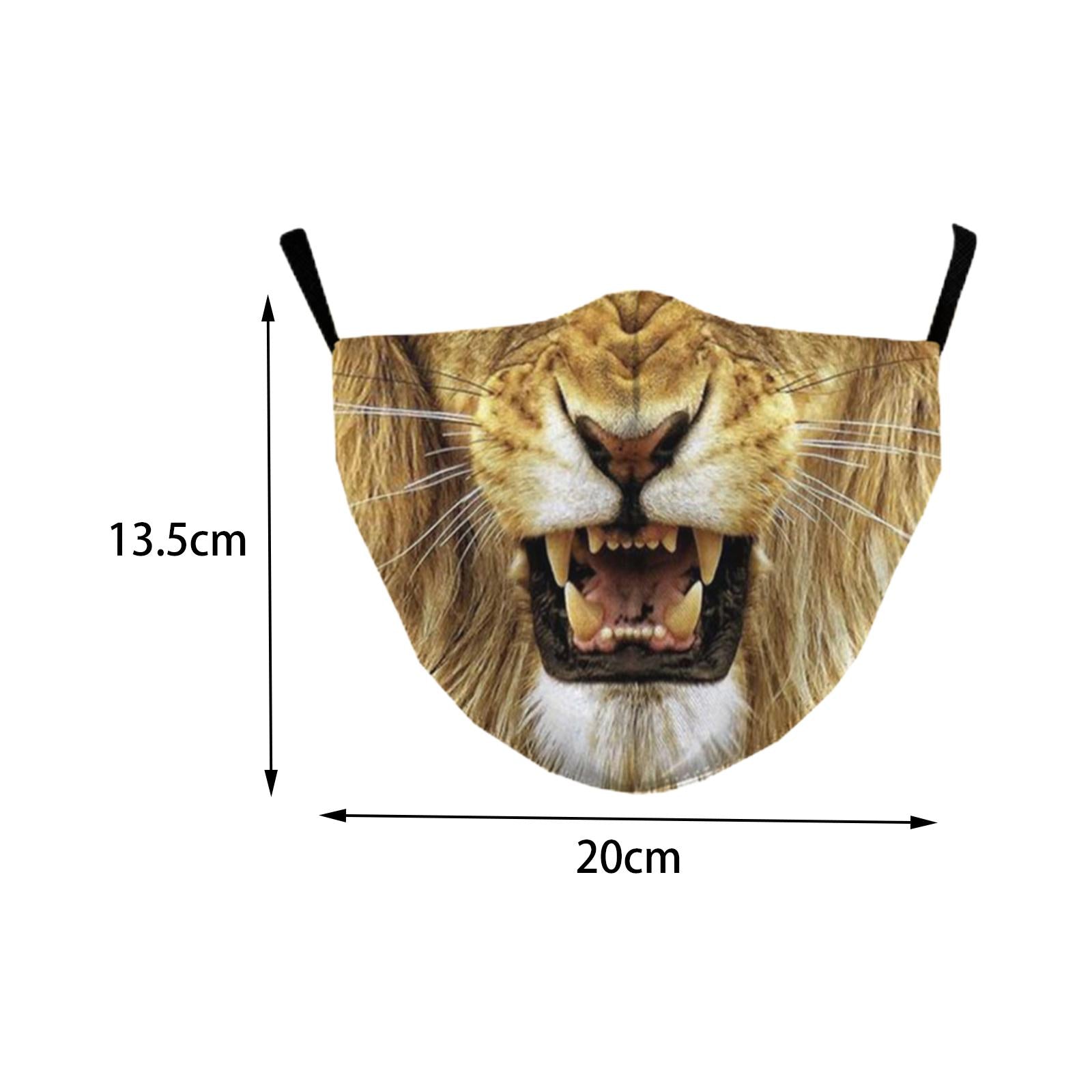 Funny Spoof Mouth Masks Adjustable Dustproof Reusable for Men Women Adults Lion