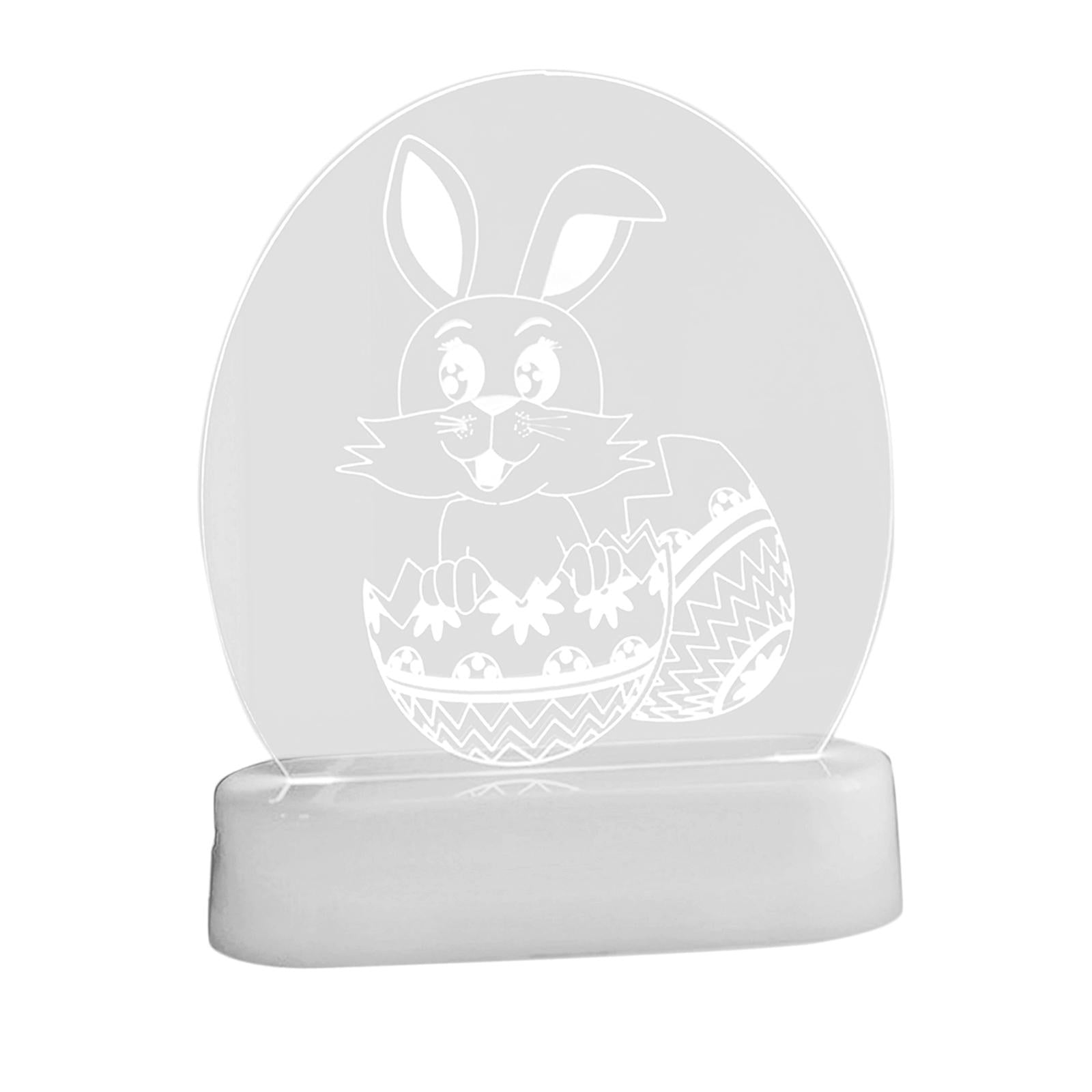 Lovely 3D Acrylic Night Light Easter Party Home Decor Ornaments Rabbit