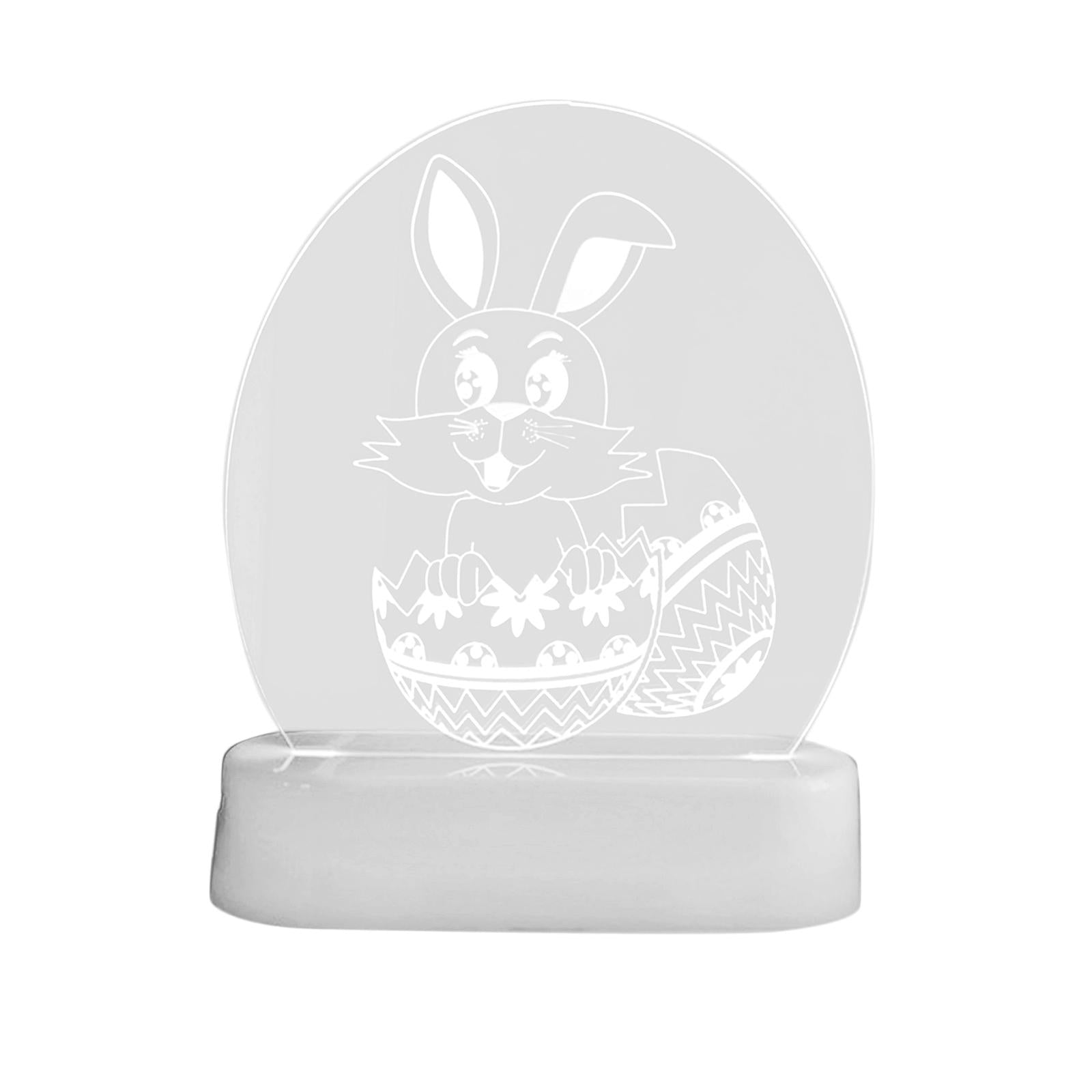 Lovely 3D Acrylic Night Light Easter Party Home Decor Ornaments Rabbit