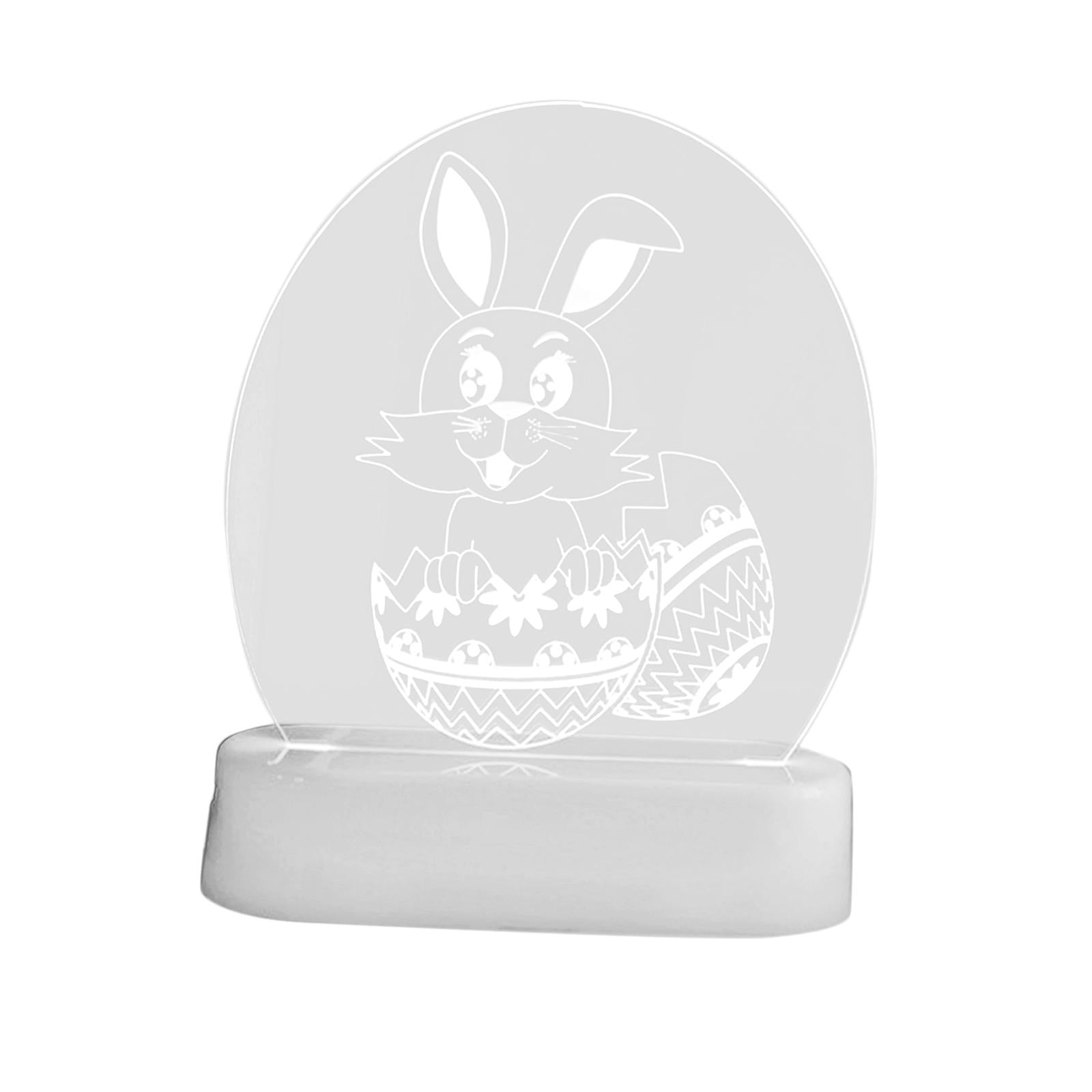 Lovely 3D Acrylic Night Light Easter Party Home Decor Ornaments Rabbit