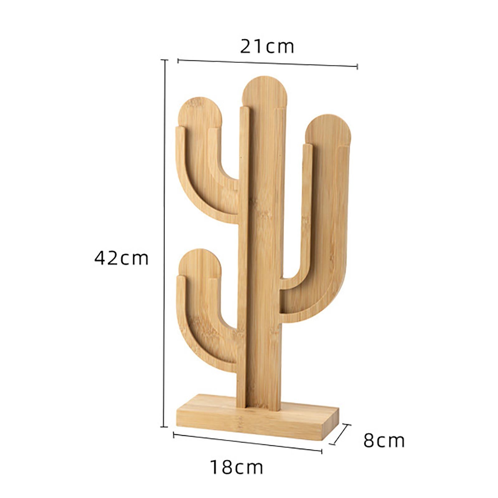 Wood Coffee Capsule Holder Cactus Shape Dispenser for Home Office Restaurant