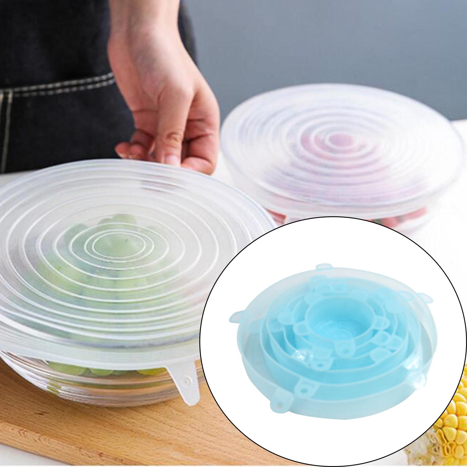 6Pcs Wraps Seal Heat Resistant Airtight Stretch Bowl Covers Kitchen Cookware