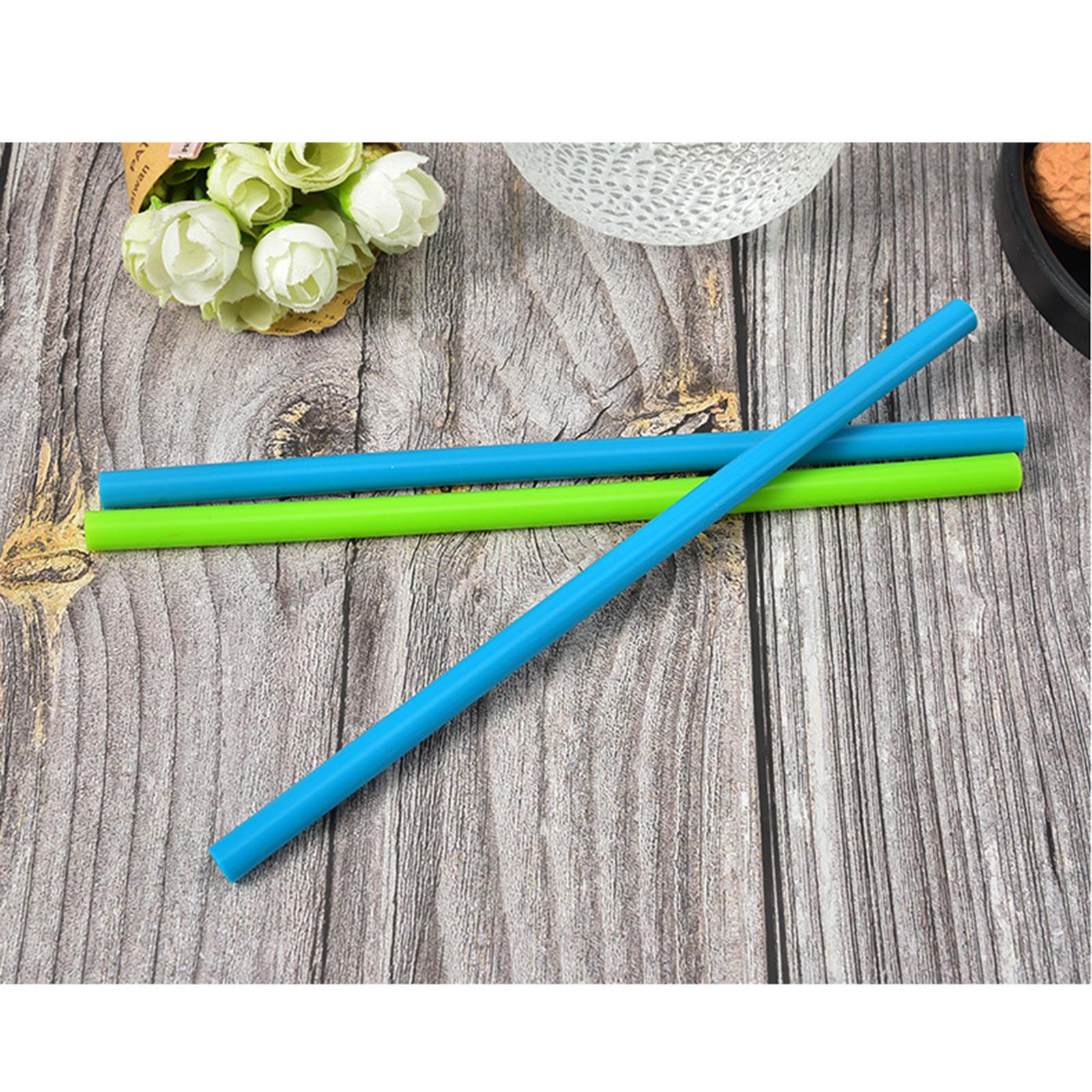 8x Silicone Straws Long Flexible Juice Straw Bpa-Free Orange Green Blue