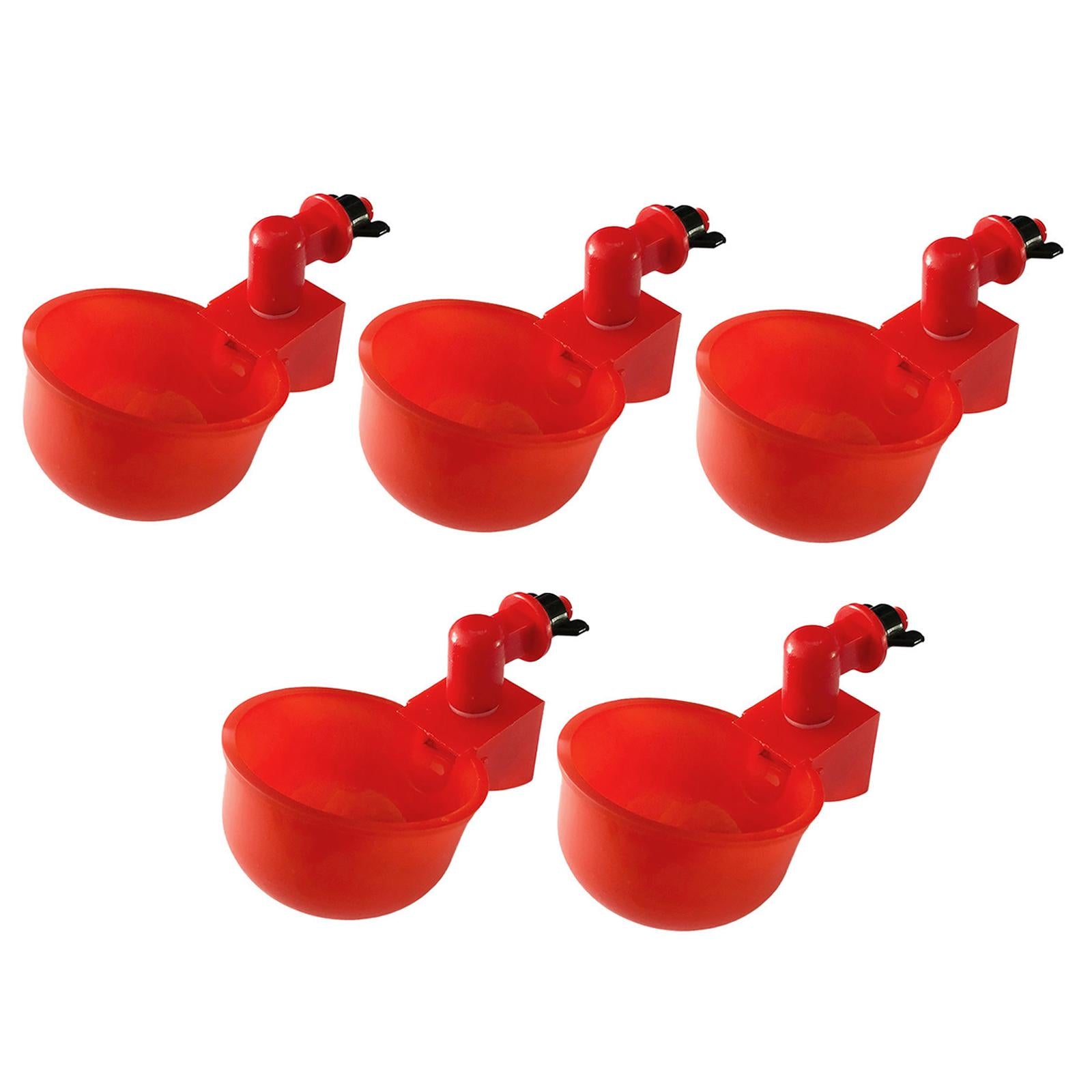 5Pcs Poultry Chicken Bird Coop Feeder Auto Water Drinking Cup Bowl Drinker