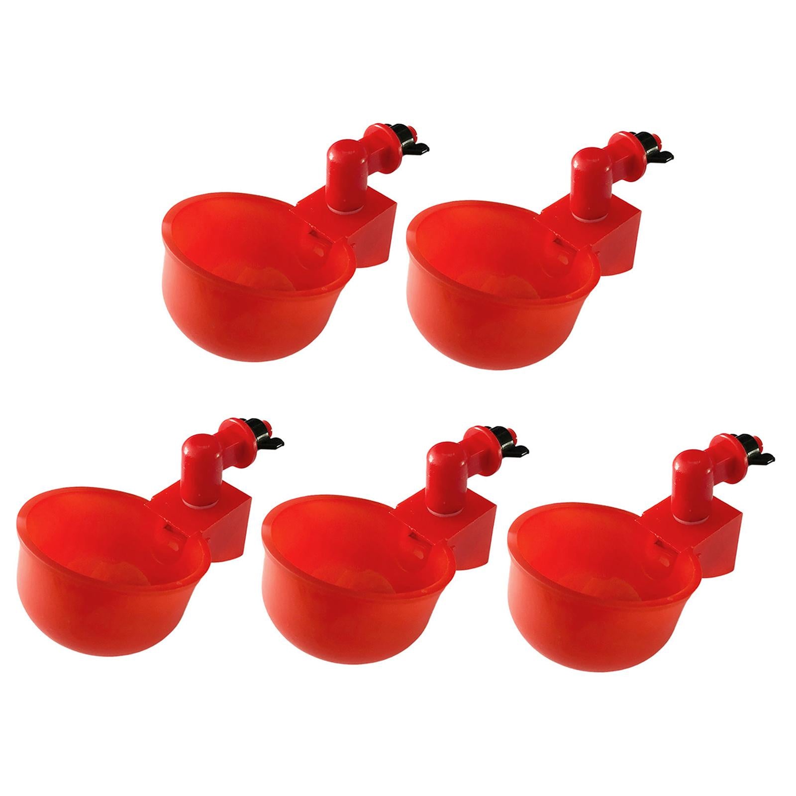 5Pcs Poultry Chicken Bird Coop Feeder Auto Water Drinking Cup Bowl Drinker
