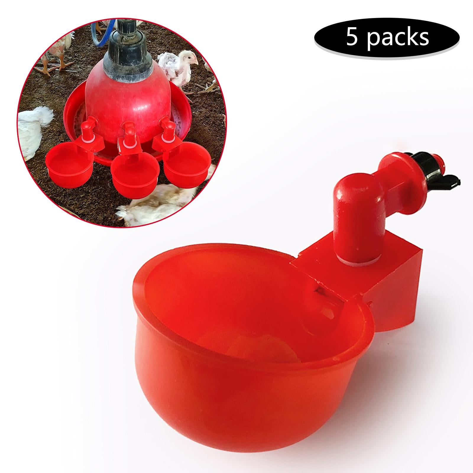 5Pcs Poultry Chicken Bird Coop Feeder Auto Water Drinking Cup Bowl Drinker