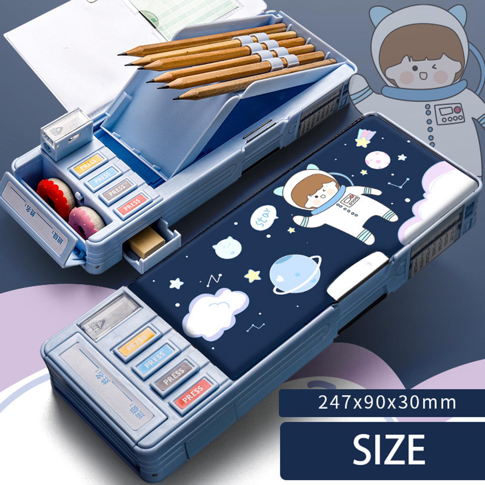 Cute Pencil Box Pencil Case for Student Gift School Supplies Middle School Astronaut 2 layer