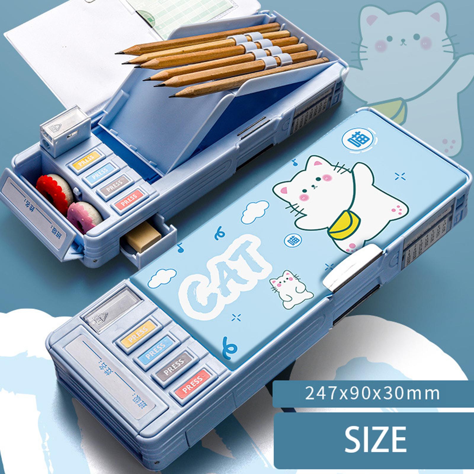 Cute Pencil Box Pencil Case for Student Gift School Supplies Middle School Lucky Cat 2 layer