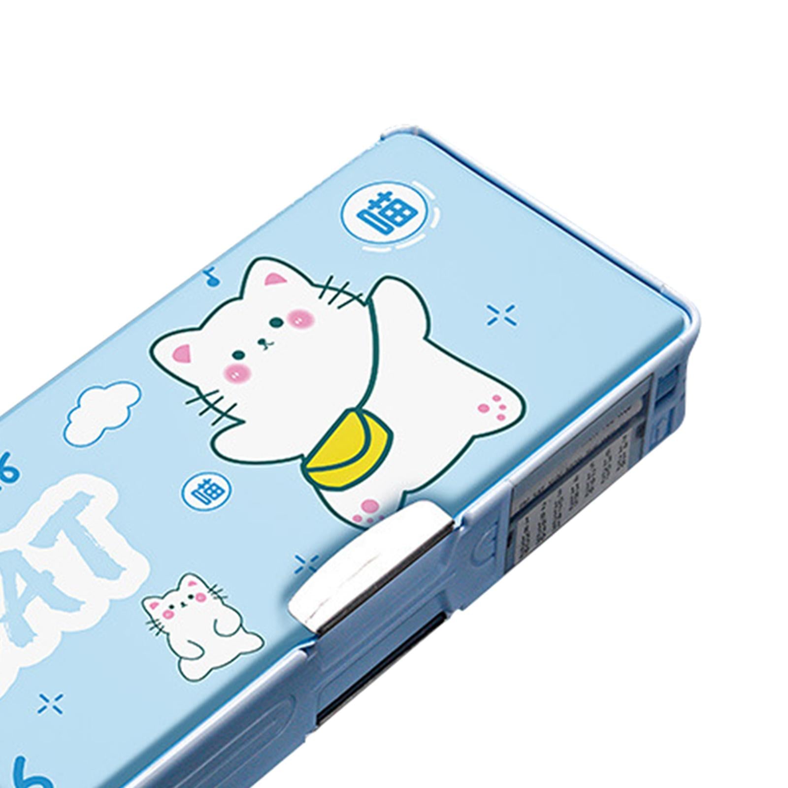 Cute Pencil Box Pencil Case for Student Gift School Supplies Middle School Lucky Cat 2 layer