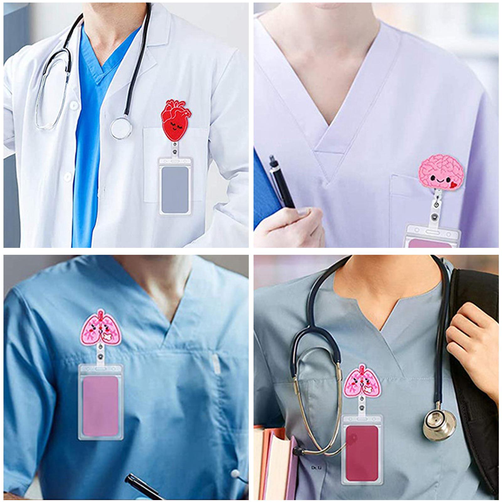 Retractable Nurse Badge Reel Clip Holder Doctor ID Card Holders Brain