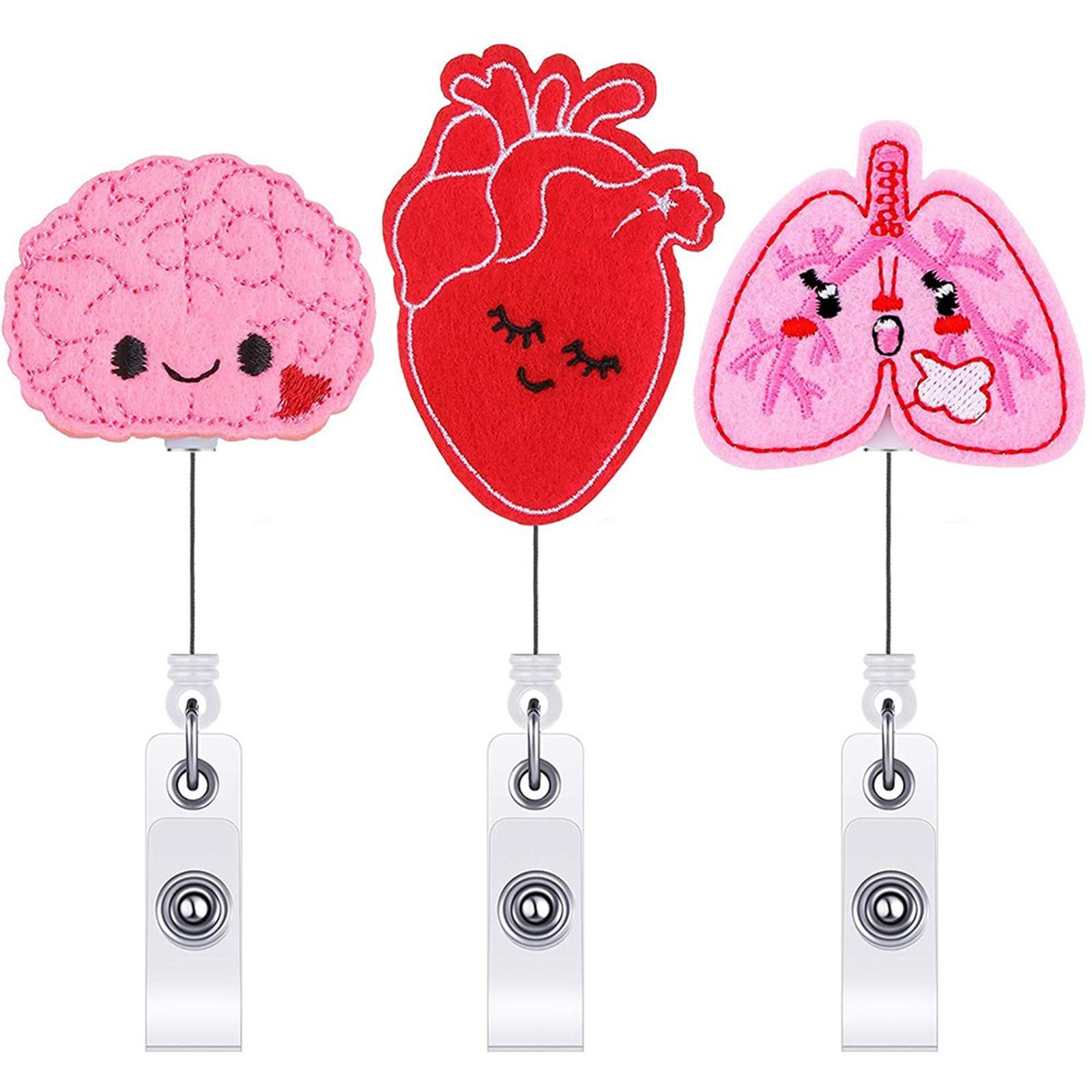 Retractable Nurse Badge Reel Clip Holder Doctor ID Card Holders Heart