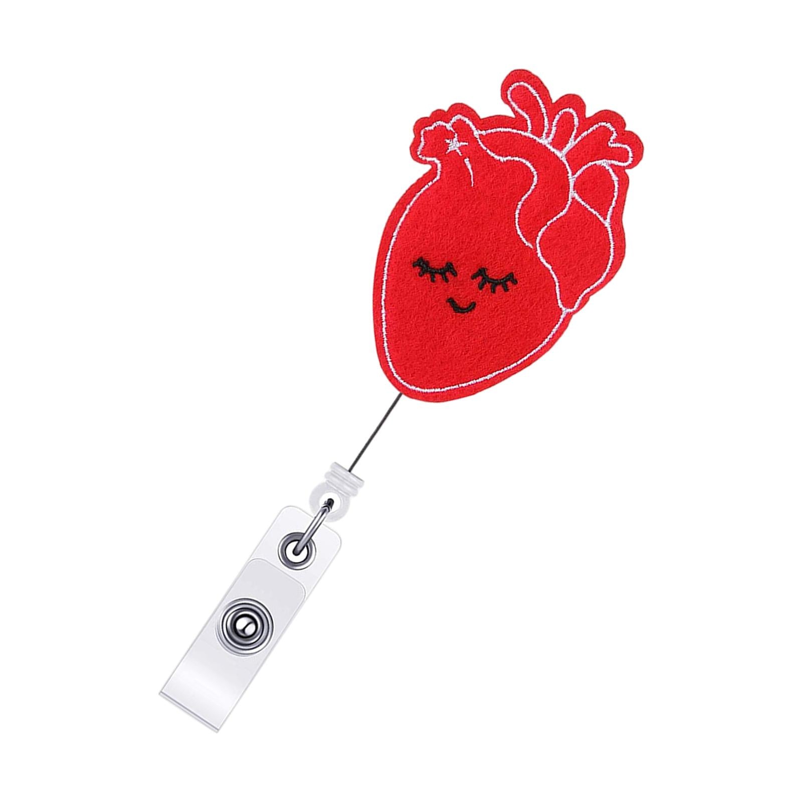 Retractable Nurse Badge Reel Clip Holder Doctor ID Card Holders Heart