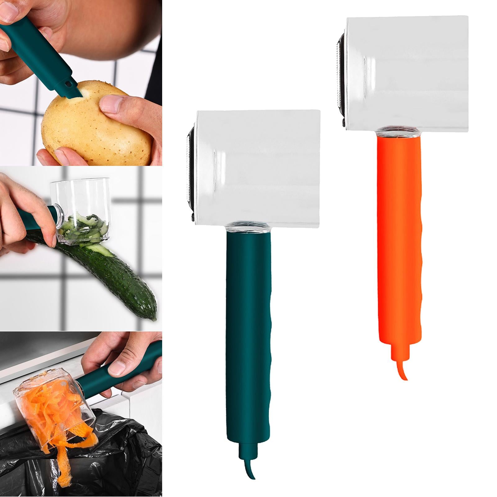 Vegetable Peeler with Storage Box Potato Peelings for Veggies and Fruits Orange