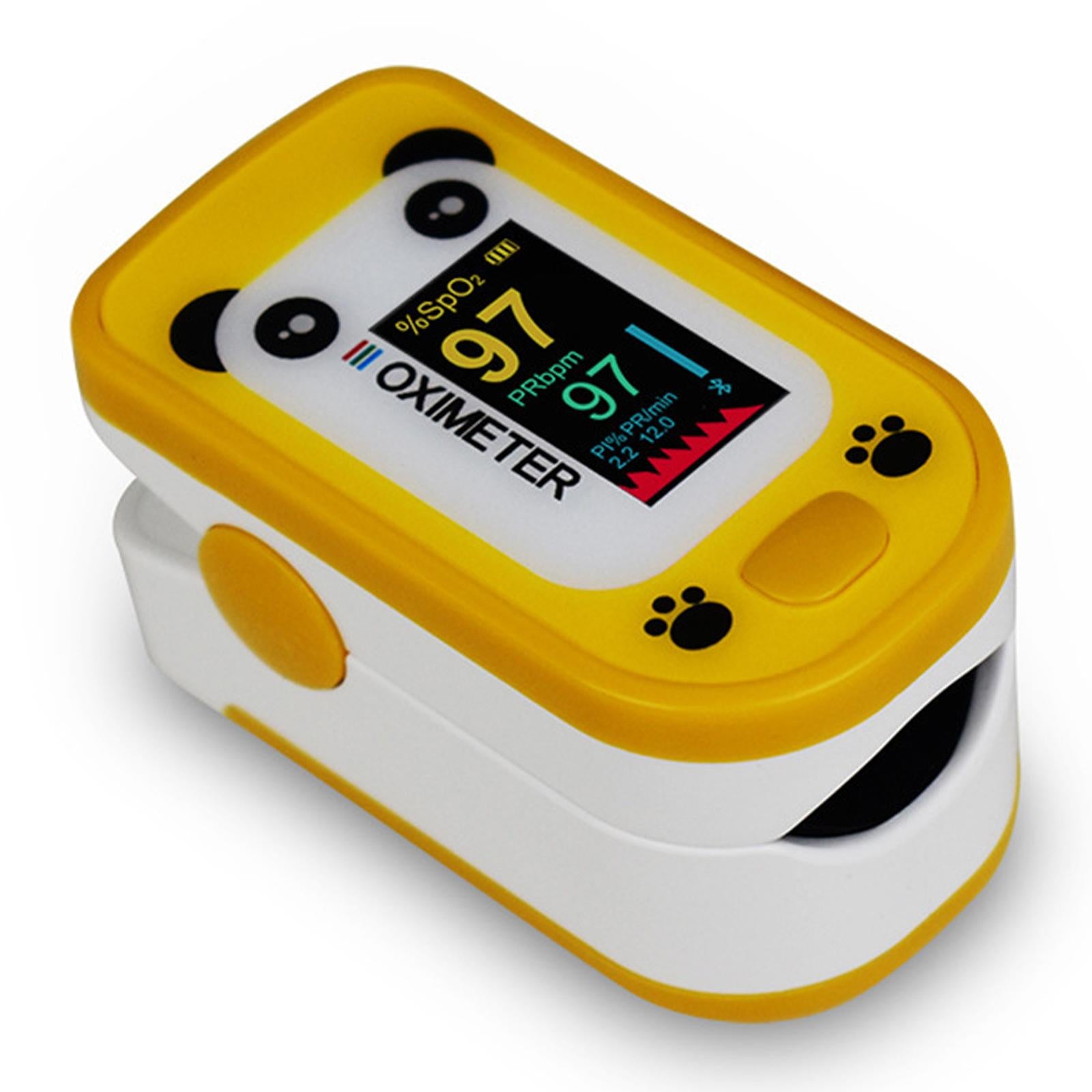 Cute Cartoon Panda Digital Finger Clip Pulse Oximeter For Children   Yellow