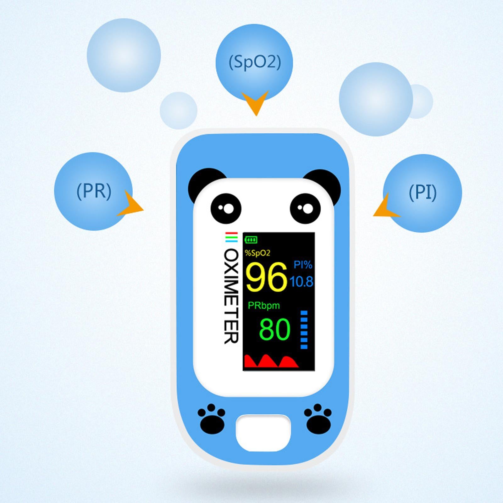 Cute Cartoon Panda Digital Finger Clip Pulse Oximeter For Children   Yellow