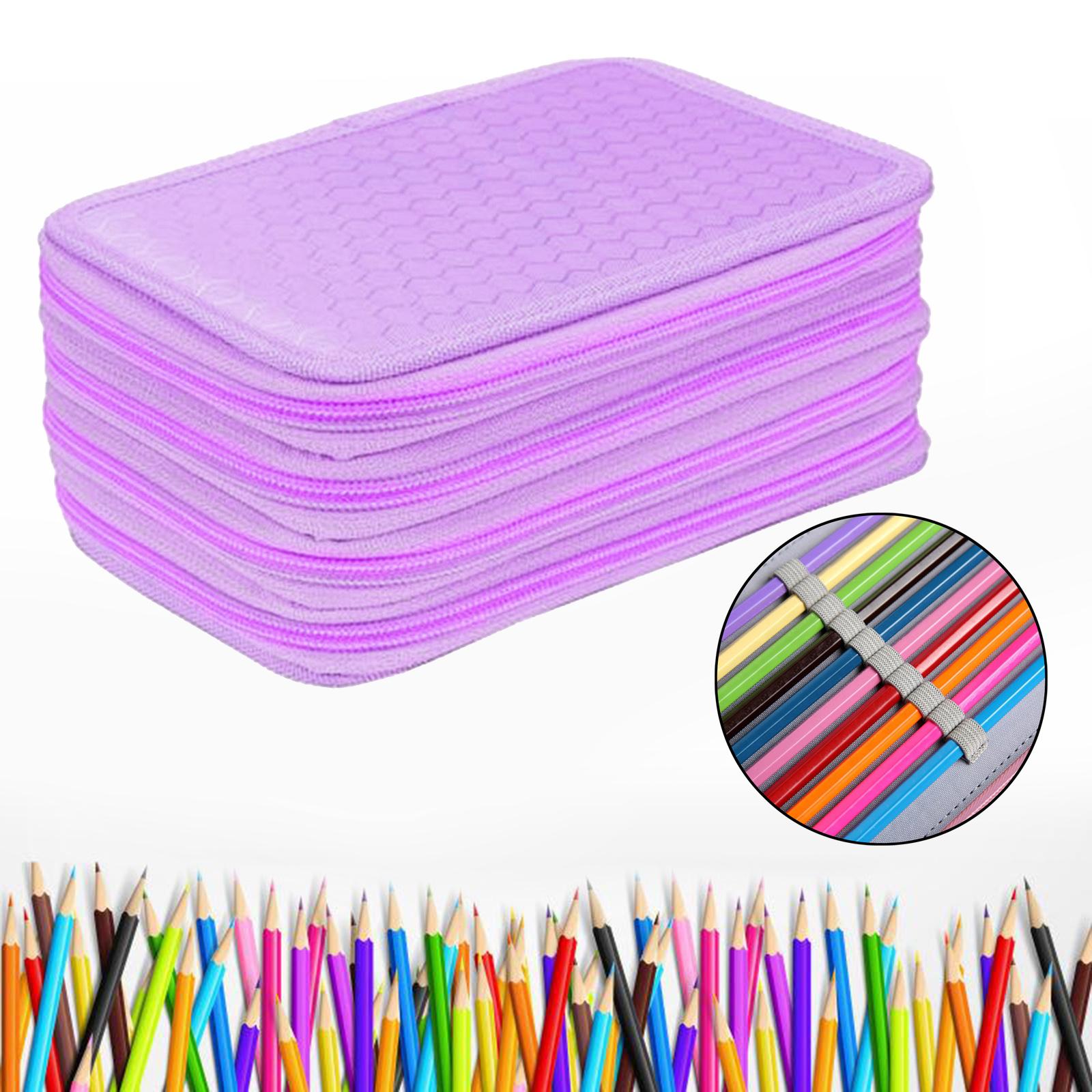 72 Slots Pencil Case for Watercolor Pens Markers Boys Girls Art Supplies Purple