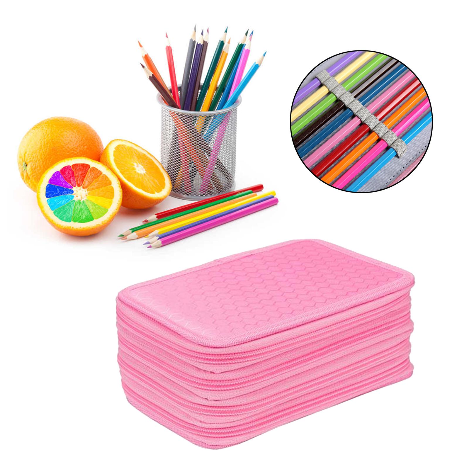 72 Slots Pencil Case for Watercolor Pens Markers Boys Girls Art Supplies Pink