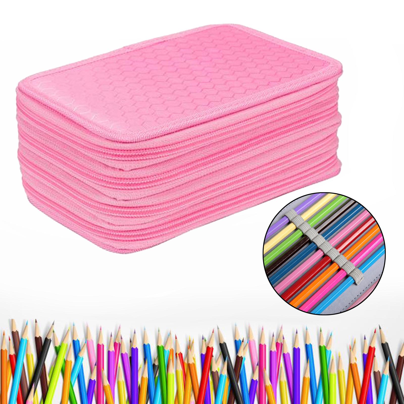 72 Slots Pencil Case for Watercolor Pens Markers Boys Girls Art Supplies Pink