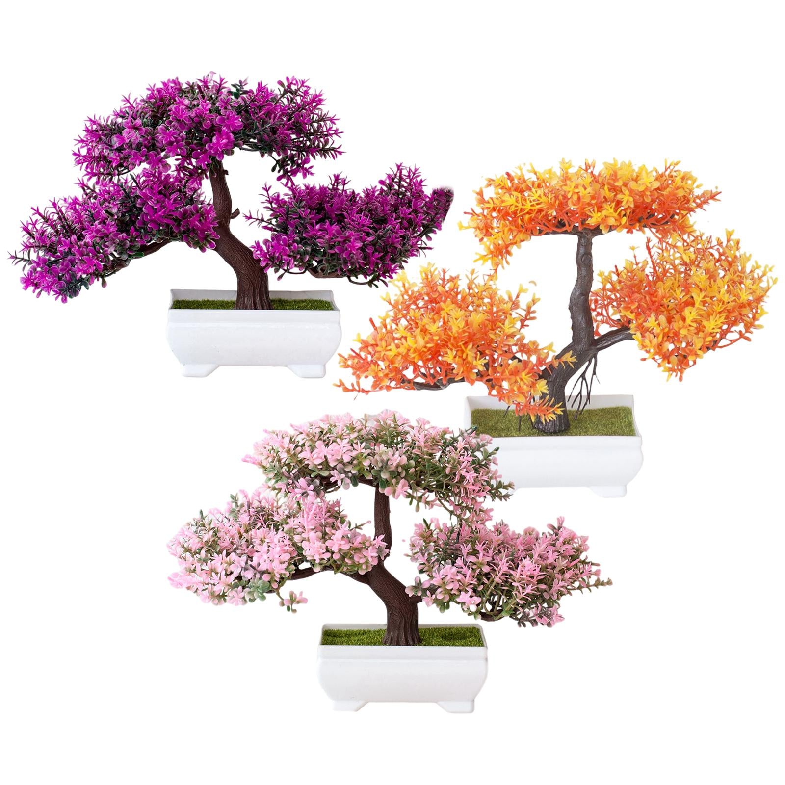 Artificial Plants Bonsai Tree for Home Garden Office Wall Book Shelf Decor Pink