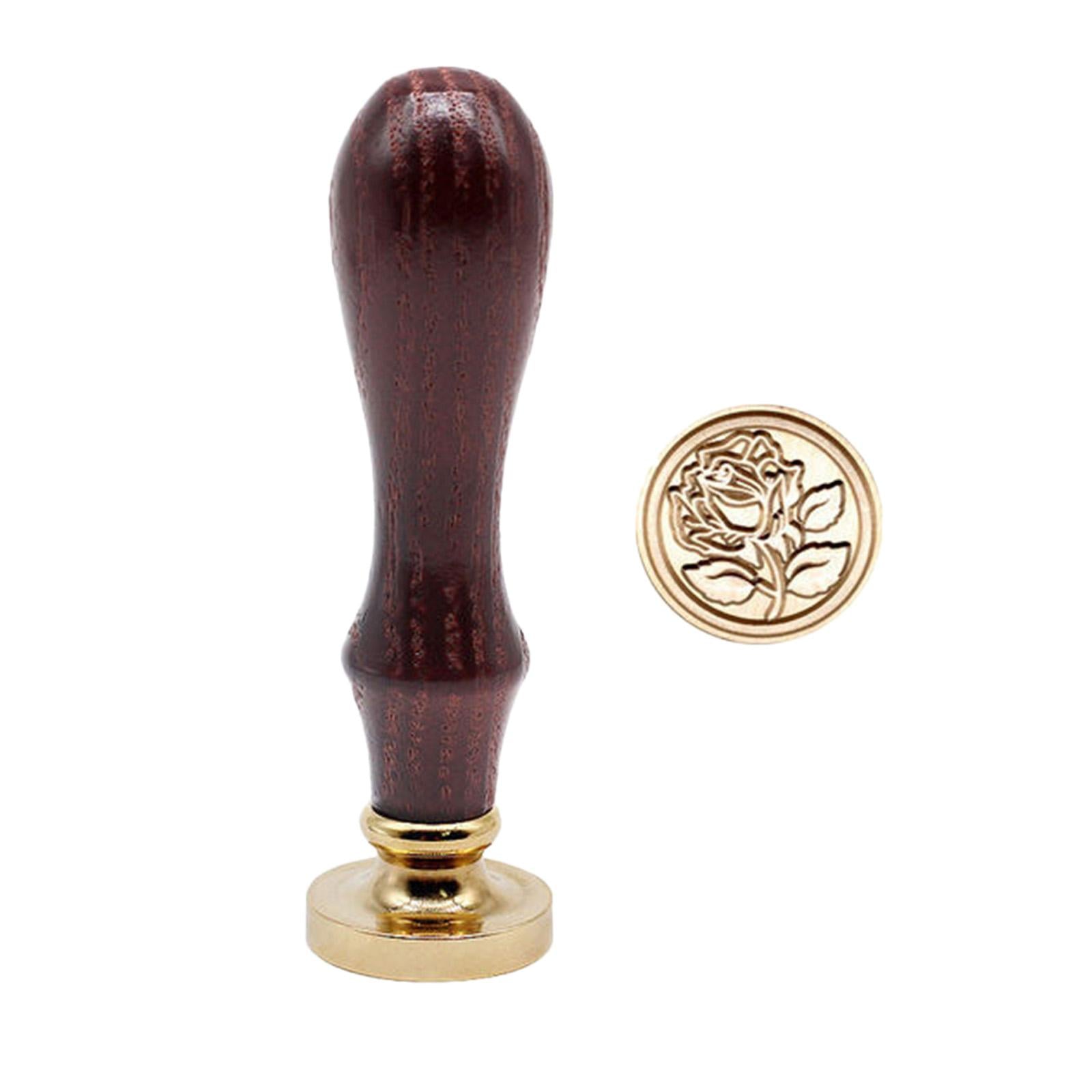 Retro Initial Seal Wax Stamp Solid Wood Handle for Wedding Invitations Rose Flower