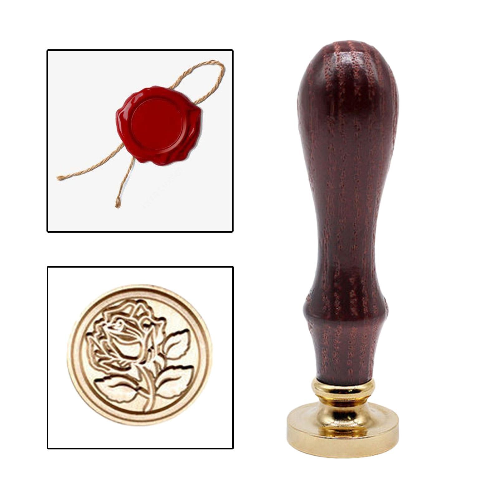 Retro Initial Seal Wax Stamp Solid Wood Handle for Wedding Invitations Rose Flower