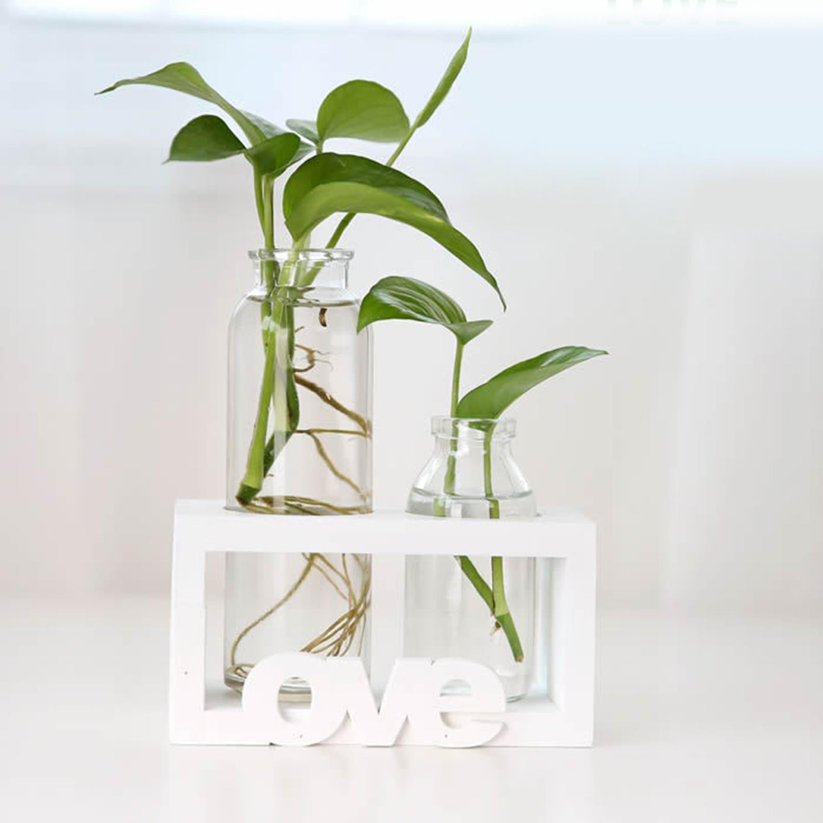 Hydroponic Container with Wooden Stand Plant Propagation Stations White