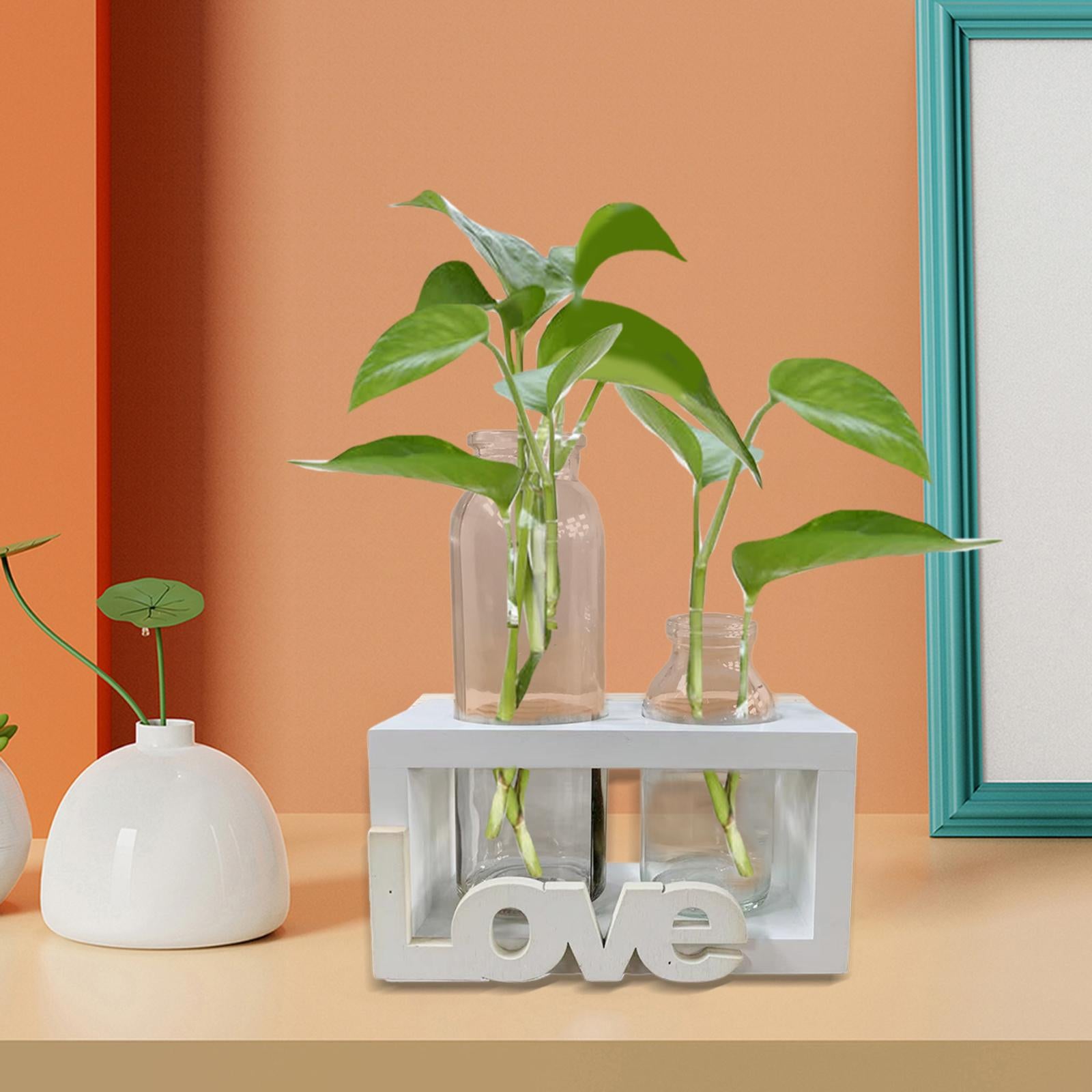 Hydroponic Container with Wooden Stand Plant Propagation Stations White