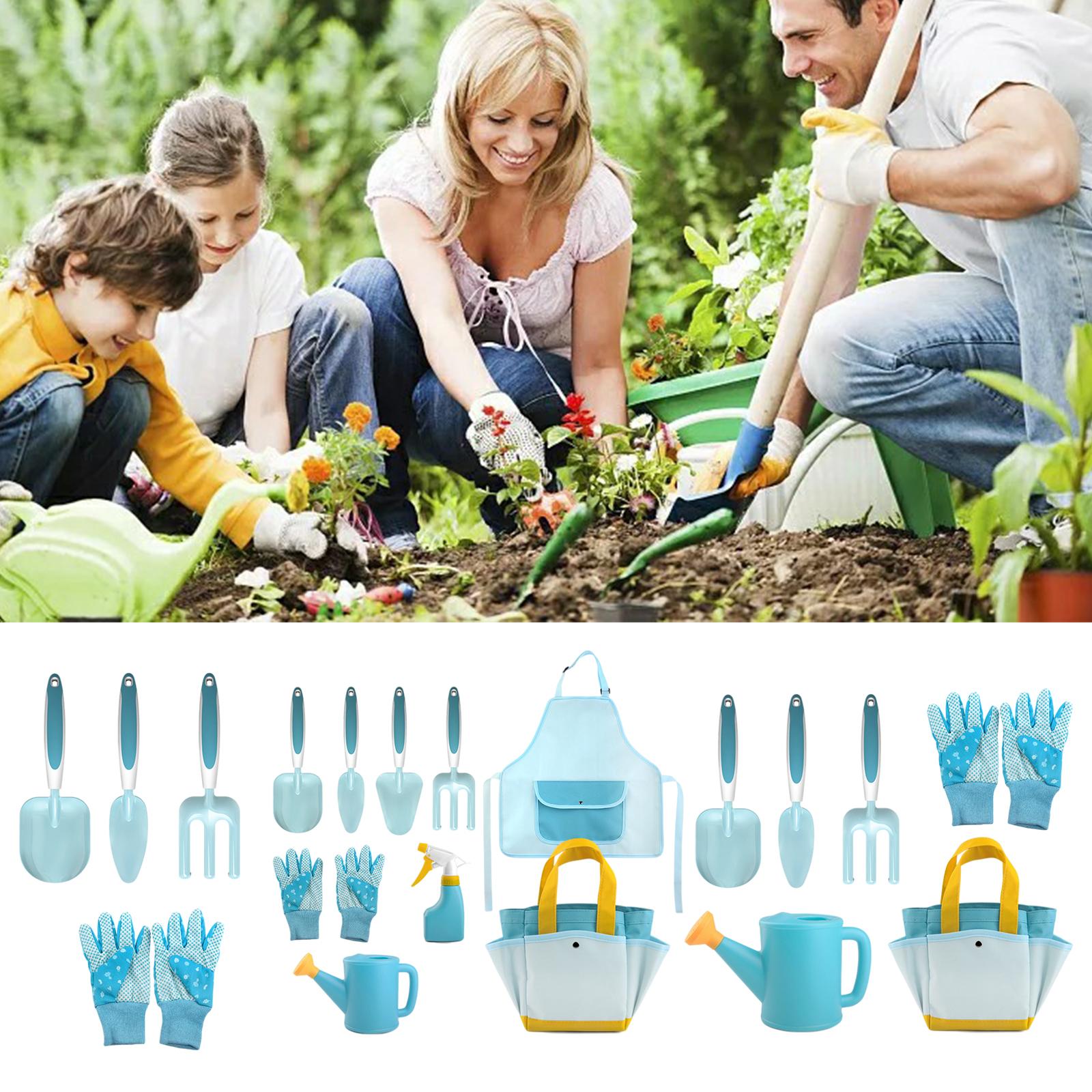 Childrens Gardening Tools Set Shovel Rake Trowel Gloves Watering Can Accs 4pcs