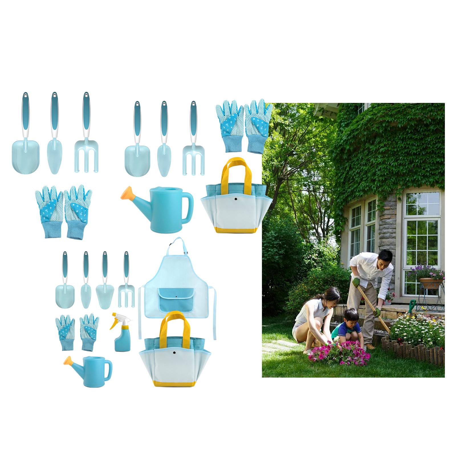 Childrens Gardening Tools Set Shovel Rake Trowel Gloves Watering Can Accs 4pcs